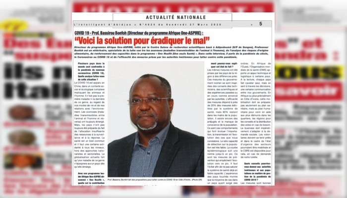 Prof. Bassirou Bonfoh: “Voici la solution pour éradiquer le mal”